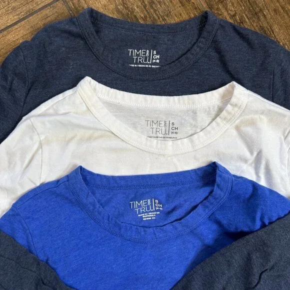 Time and Tru Women's Long Sleeve T shirt Lot of 3 Navy White Blue  Size Small - Picture 6 of 7